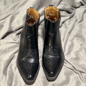 Vintage Men's Black Leather cowboy boots